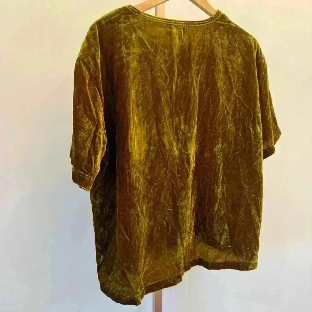 Melloday Women's Velvet Short Sleeve Blouse Size L Casual Fall - Picture 9 of 11